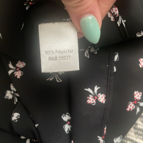 Lauren Conrad bow print pleated neck blouse with tie - Picture 4 of 4